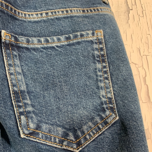 Zara Blue Medium Wash Sequins Bottom Straight Cropped Jeans Sz 8 EUC - Picture 10 of 14